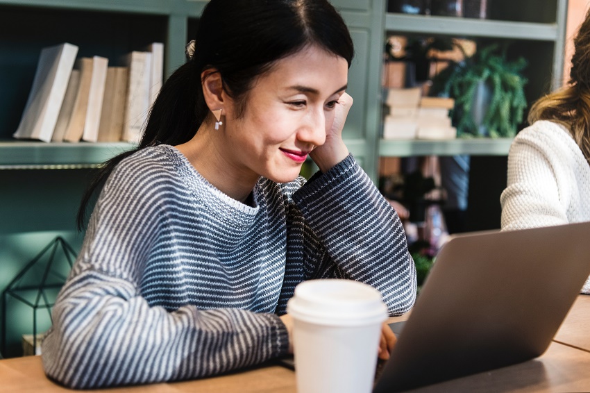 A woman using her laptop