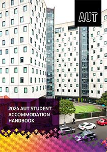 Accommodation handbook cover page showing accommodation building