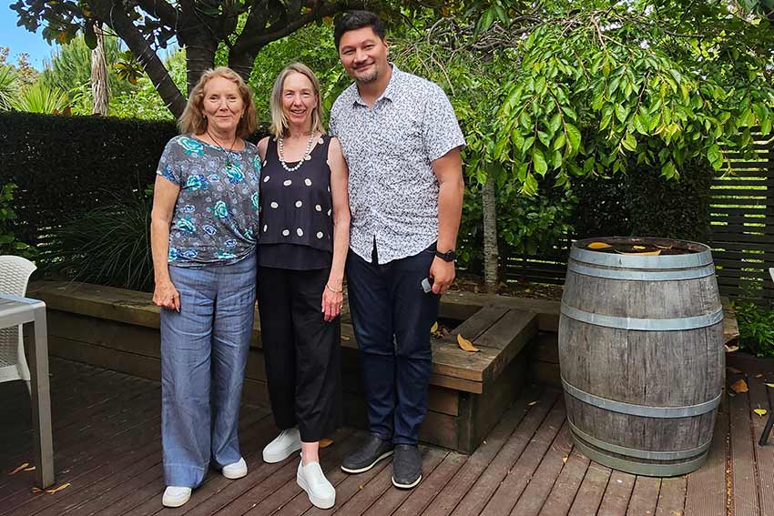 Liz Ashby, Dr Fiona Trevelyan and colleague Stephven Kolose.  