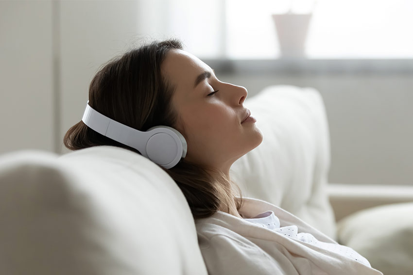 Girl wearing headphones