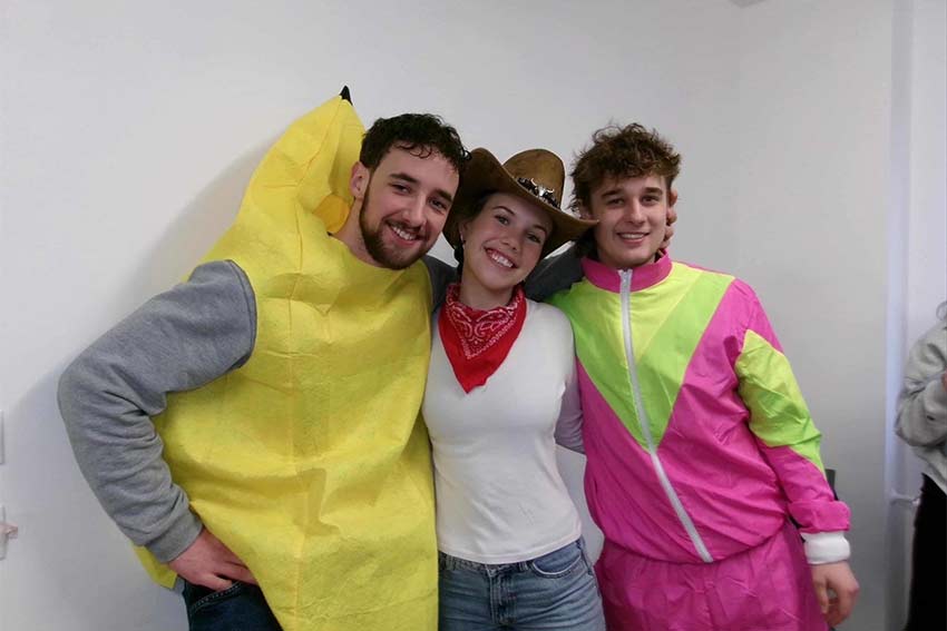 Friends hanging out in fun costumes