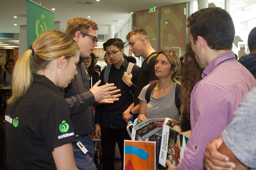 Students talk to Countdown staff 