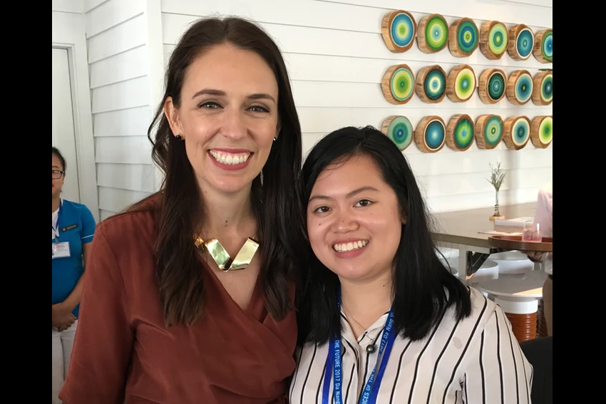 Jacinda Ardern and Tracy Han