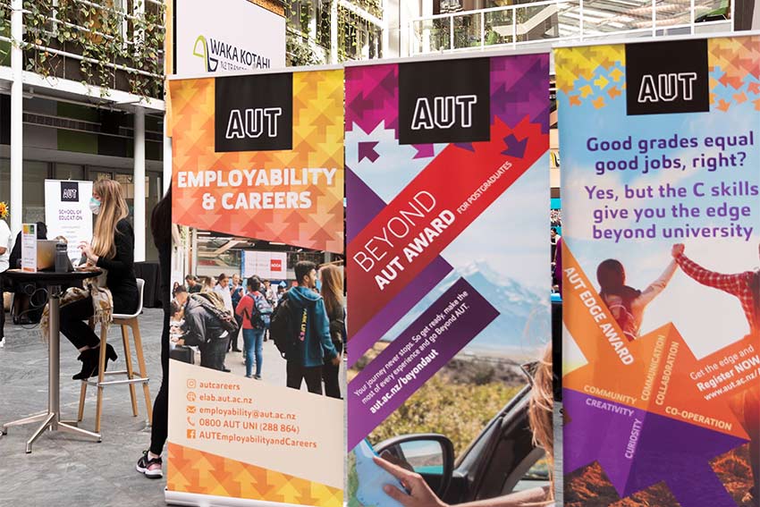 Beyond Award banners placed in AUT