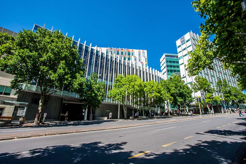 View of AUT City Campus from Mayoral Drive