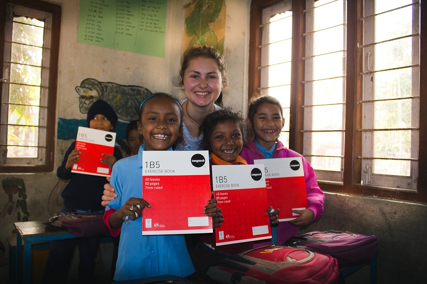 Alannah Wesche with Nepalese school girls 