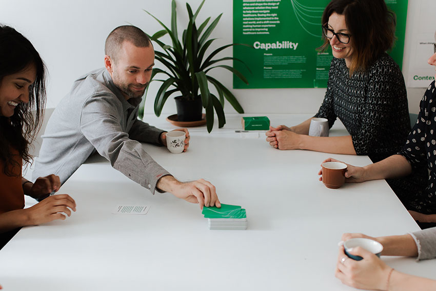 Initiate.Collaborate is a card game designed by AUT's Good Health Design lab to help teams collaborate better.