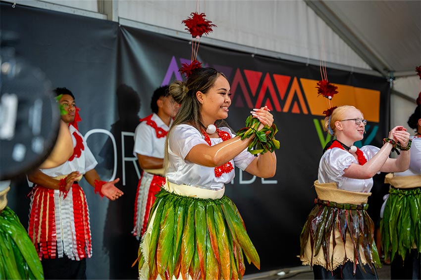 A vibrant cultural performance displayed at AUT