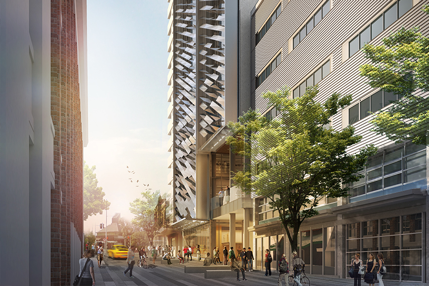 Sustainability measures in the design of AUT’s new Engineering, Design and Technology building include sun shading to limit energy use and improve natural light.