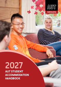 Accommodation handbook cover page showing accommodation building