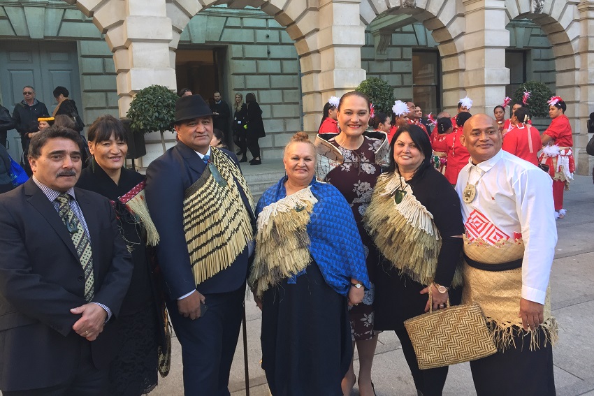 Professor Tania Ka'ai with Hon Carmel Sepuloni and the Aotearoa delegation