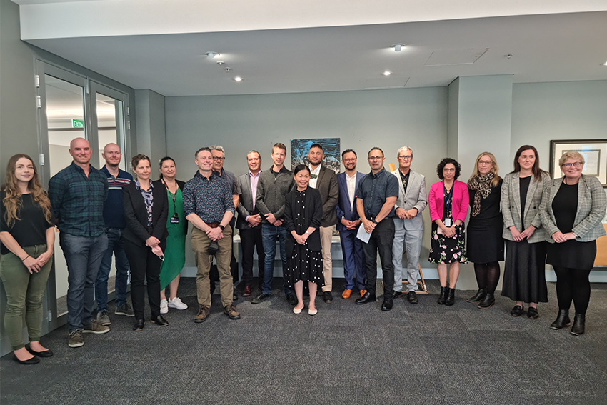 Group photo of members of Whakatupu Aotearoa Foundation, Tax Management NZ, Ngāti Whātua Ōrākei, the Vice-Chancellor's Office and the Faculty of Health and Environmental Sciences.