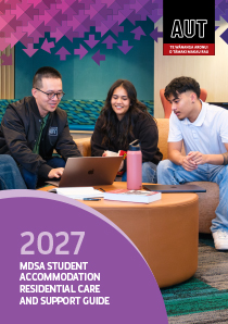 Accommodation handbook cover page showing accommodation building