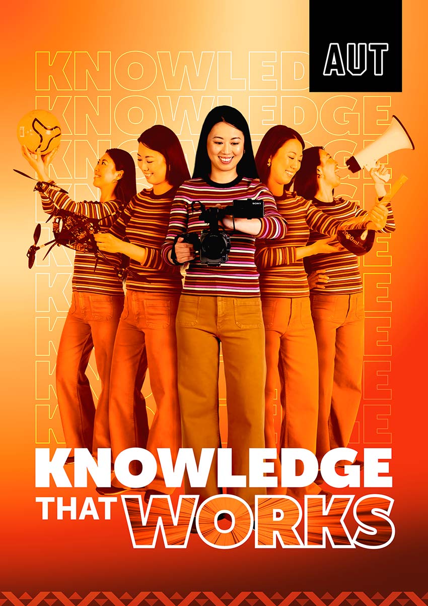 AUT's vibrant new Brand Campaign poster with Candice
