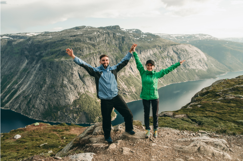 Man & woman hiking