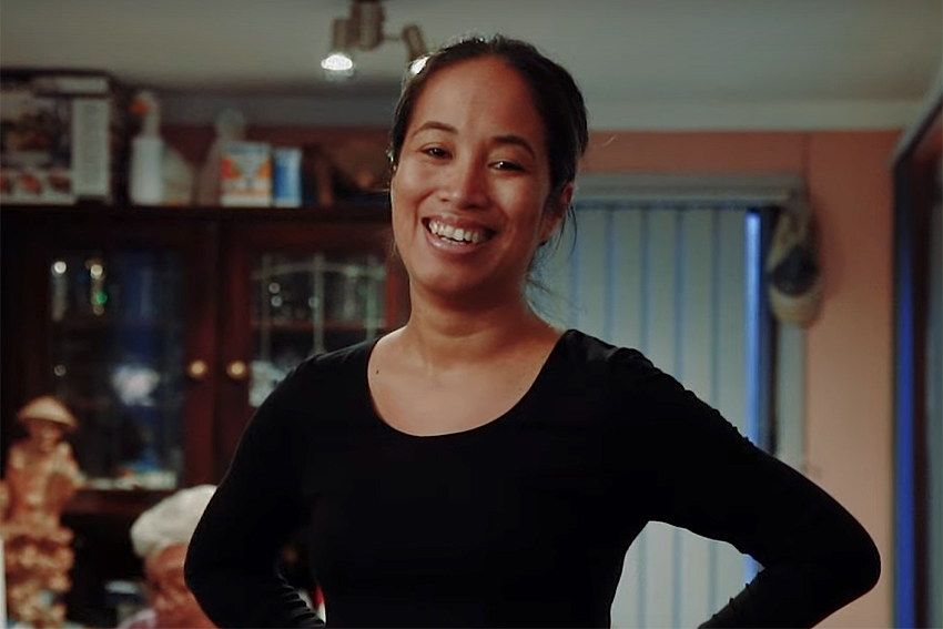 A screenshot from AUT's 2023 Rotuman Language Video showing Lisa Tai smiling and looking at the camera.