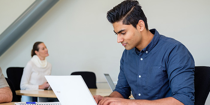 Two students studying at AUT