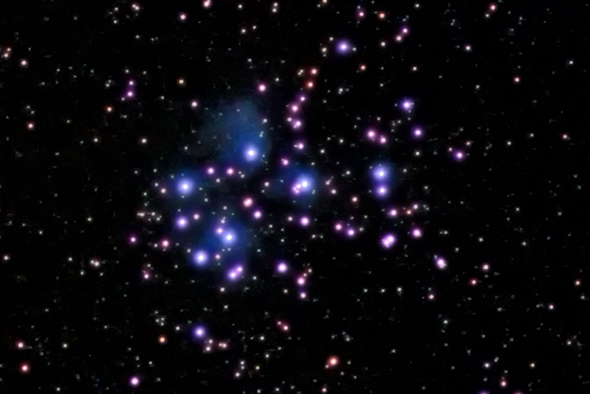 A photo of the night sky showing the stars of Matariki.