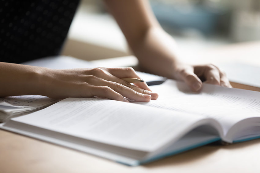 A young person doing schoolwork