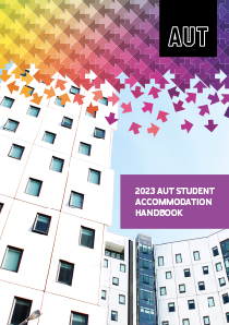Accommodation handbook cover page showing accommodation building