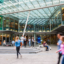 Students outside AUT business building