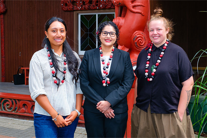 The three new Kaihoe in front of the AUT Marae
