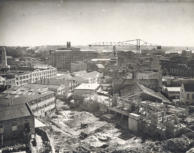 1961 — A Block, now the University’s main administration building, under construction.