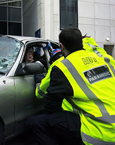 AUT crash simulation stops traffic 