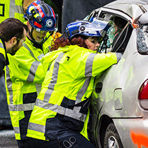 Emergency workers at car wreak