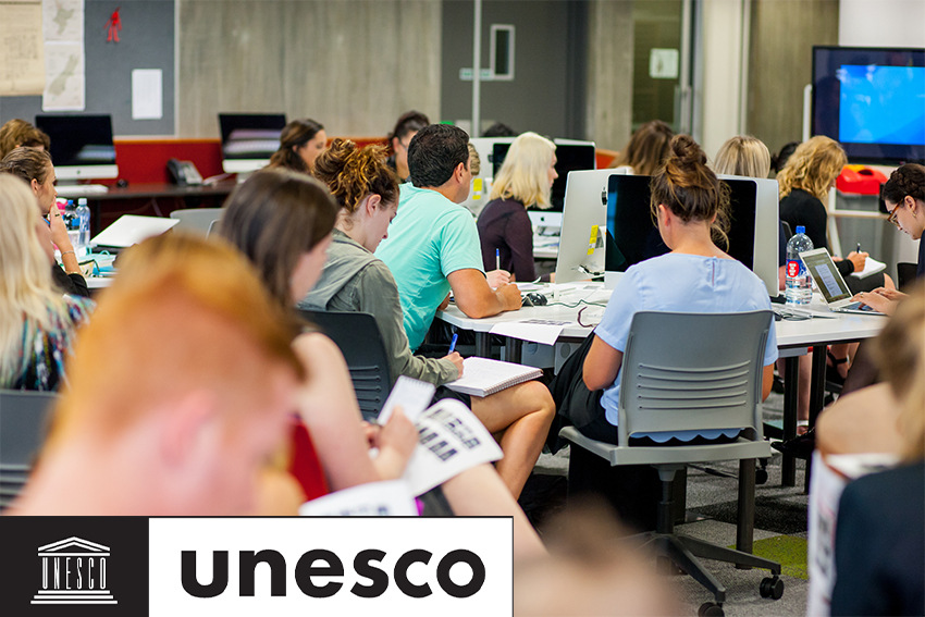 Students sitting in classroom