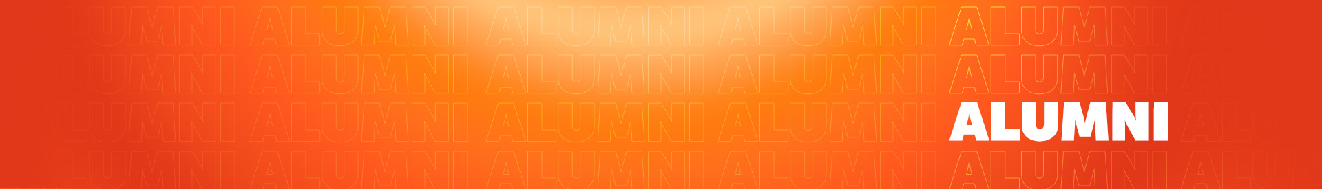 The word Alumni with an orange background